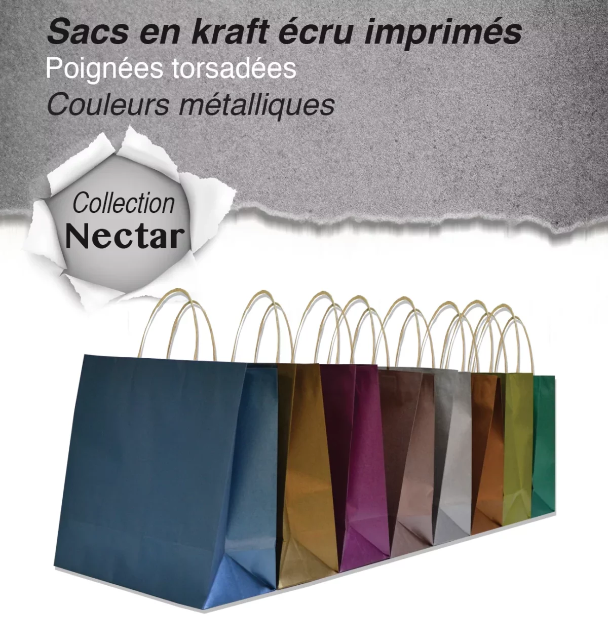 Sac en kraft écru couleurs métalliques - Collection Nectar