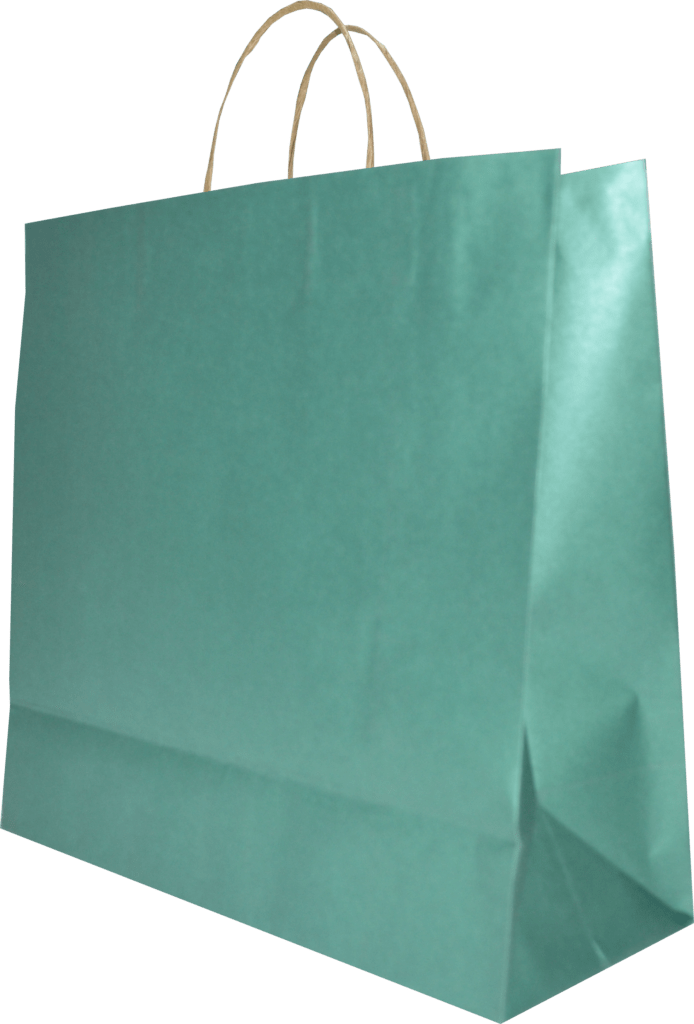 Sac en kraft écru couleurs métalliques - Collection Nectar - Vert foncé, Carton de 125 (33x15x40cm)