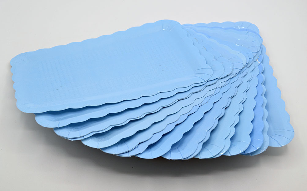 Plats rectangulaires 260x160 imprimé pastel - bleu