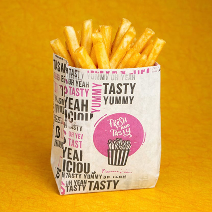 Pochette frites en papier Kraft "Ecru & Blanc"